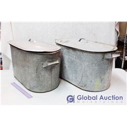 (2) Vintage Metal Tubs