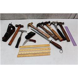 Lot of Misc Vintage Tools (Hammers, Files, Metal Plane)