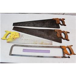 (3) Wood Saws and a Hacksaw