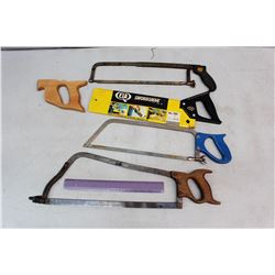(4) Medium Saws and Wooden Handle