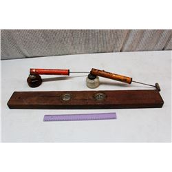 Vintage Sprayers and Wooden Level