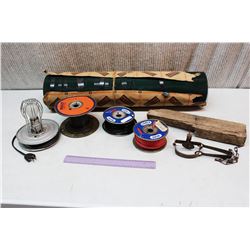 Green Wire Screen, Metal Trap, (3) Rolls of Cable Wire and Hanging Light