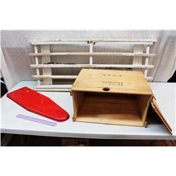 Wooden Crate, Wooden Stand and Child's Ironing Board