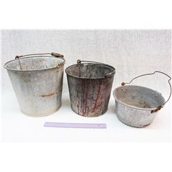 Lot Of 3 Metal Buckets