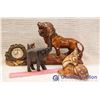 Image 1 : Lot of Misc Decor (Deer, Lion, Elephant, Clock)