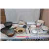 Image 1 : Box of Assorted Enamelware Pots, Pans, & Ladles (13 pieces) with Rubbermaid