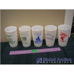 Milk Glass Advertising Cups (5)