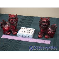 Oriental Styled Statues & Stamp