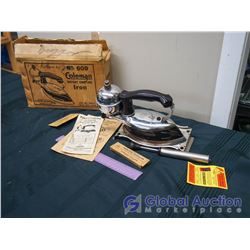 Coleman Instant Lighting Iron w/box, instructions & related