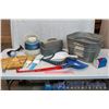 Image 1 : Lot of Houshold Misc. Dust Pans, Small Hand Corn Brooms, Lamp, Ect.