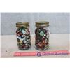 Image 1 : Pair Of Glass Jars Full Of Buttons