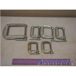 Lot of C-Clamps (6) Various Sizes