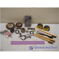Assorted Tools, Tape Measure, Wire Brushes, Chuck Key