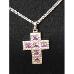 Bez Ambar 18K White Gold Cross Necklace