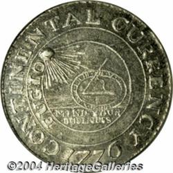 1776[$1] Continental Dollar, CURRENCY, Pewter AU50 Details, Repaired, NCS.