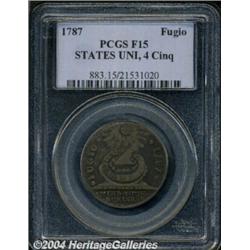1787[1C] Fugio Cent, STATES UNITED, Cinquefoils Fine 15 PCGS.
