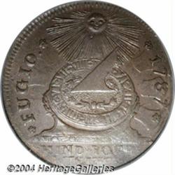 1787[1C] Fugio Cent, STATES UNITED, Cinquefoils MS63 Brown PCGS.