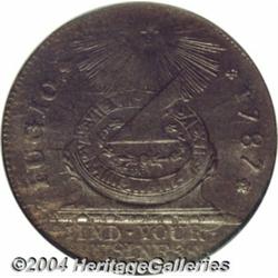 1787[1C] Fugio Cent, STATES UNITED, Cinquefoils MS65 Brown NGC.