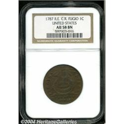 1787 [1C] Fugio Cent, Club Rays, Rounded Ends AU58 NGC.
