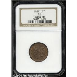 1851[1/2 C] MS62 Red and Brown NGC.