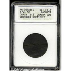 1793 Chain[1C] AMERICA--Lamination, Corroded, Scratched--ANACS. AG Details, Net Fair 2.