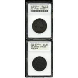1800[1C]--Double Struck, Damaged--ANACS, AG Details, Net Fair 2,