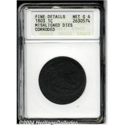 1803[1C] Small Date, Small Fraction--Misaligned Dies, Corroded--ANACS. Fine Details, Net Good 6.