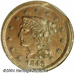 1845[1C]--10% Straight Clip--MS65 Brown NGC.