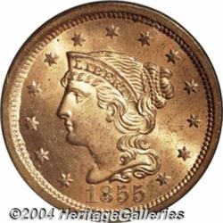 1855[1C] Upright 5s MS65 Red PCGS.