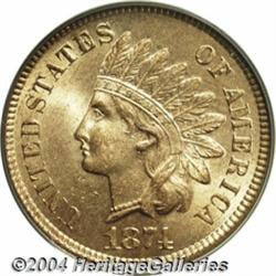 1874[1C] MS64 Red PCGS.