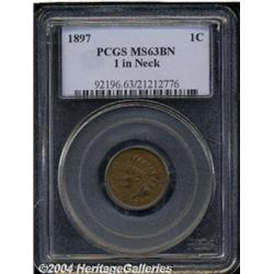 1897[1C] 1 in Neck MS63 Brown PCGS.