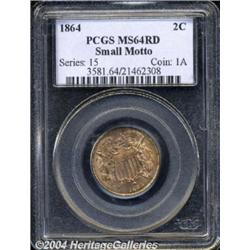 1864[2C] Small Motto MS64 Red PCGS.
