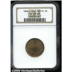 1864[2C] Large Motto MS66 Red and Brown NGC.
