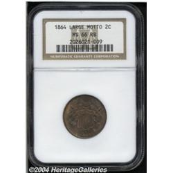 1864[2C] Large Motto MS66 Red and Brown NGC.