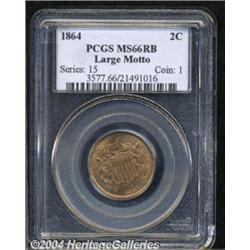 1864[2C] Large Motto MS66 Red and Brown PCGS.