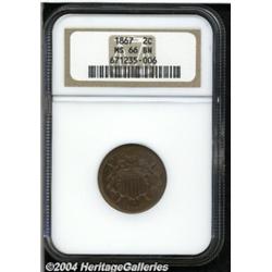 1867[2C] MS66 Brown NGC.