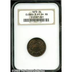 1873[2C] Closed 3 PR64 Red and Brown NGC.