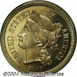 1867[3CN] PR66 Cameo PCGS.