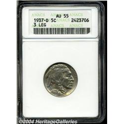 1937-D[5C] Three-Legged AU55 ANACS.