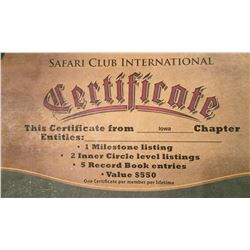 SCI Record Book Certificate
