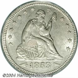 1853/4[25C] Arrows and Rays MS63 PCGS.