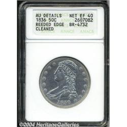 1836[50C] Reeded Edge--Cleaned--ANACS. AU Details, Net XF40.