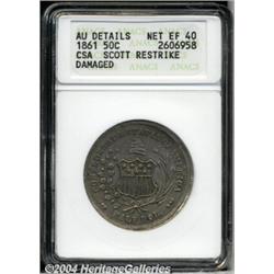 1861[50C] Confederate States of America Token--Damaged--ANACS. AU Details, Net XF40.