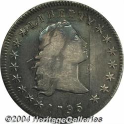 1795[S$1] Flowing Hair, Three Leaves VF30 Cleaned, Tooled, Graffiti, Uncertified.