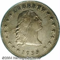 1795[S$1] Flowing Hair, Three Leaves AU55 PCGS.