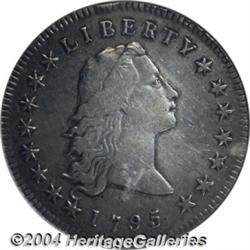 1795[S$1] Flowing Hair, Two Leaves--Cleaned--ANACS. VF Details, Net Fine 15.