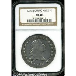 1795[S$1] Flowing Hair, Two Leaves XF40 NGC.