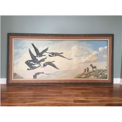 “Canada Geese and Bighorn Sheep” - Original Oil Painting by Peter Darro