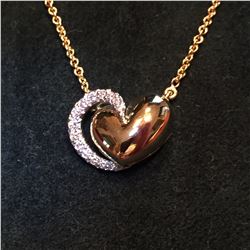18K Yellow Gold and Platinum Heart Necklace