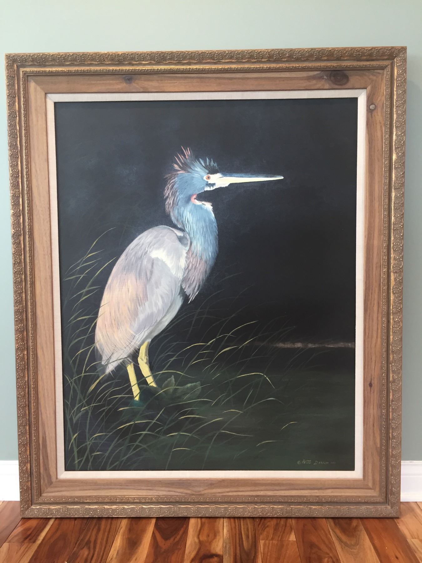 “Great Blue Heron” Original Oil on Canvas Painting by Peter Darro